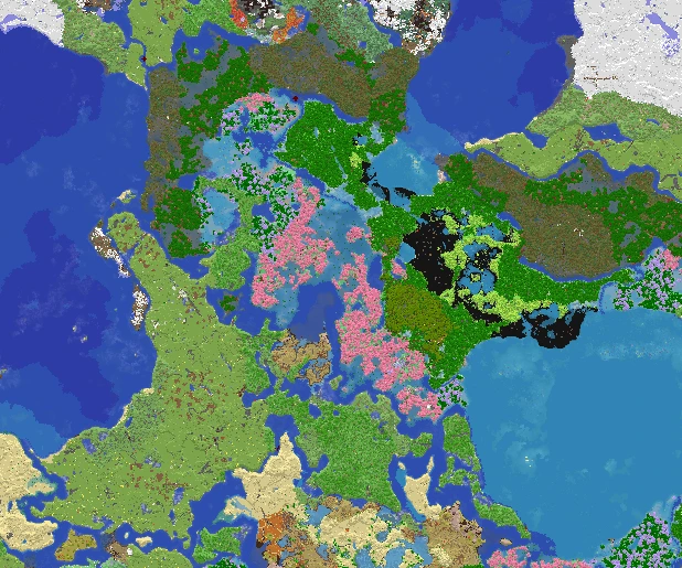 World map overviewing all chunks and online players
